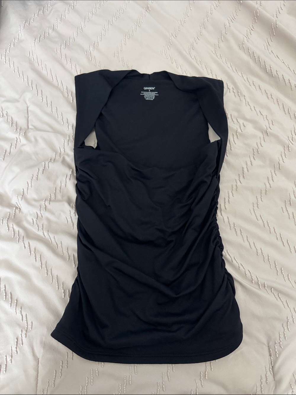 Black Sleeveless Ruched Tank Top
